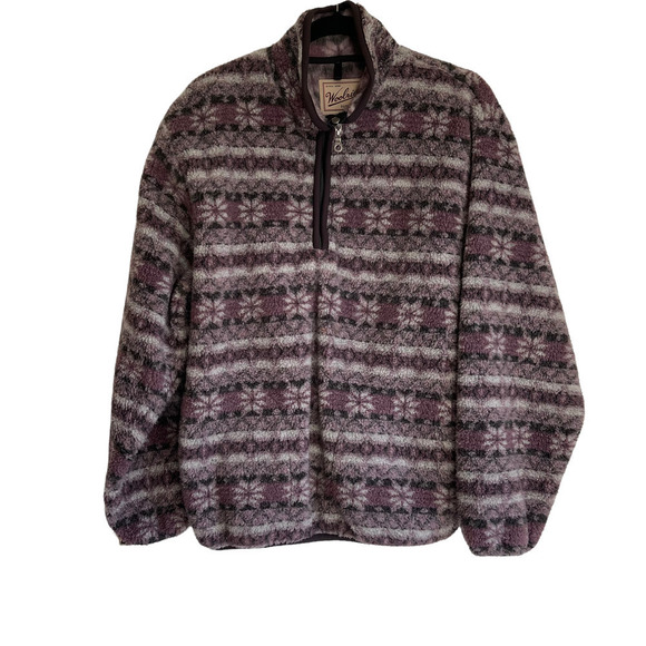 Vintage Woolrich Fair Isle 1/4 Zip Up Pull Over Sweater Made In USA Size L - Picture 3 of 8